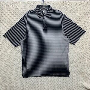FootJoy Men's Navy and White Striped Polo